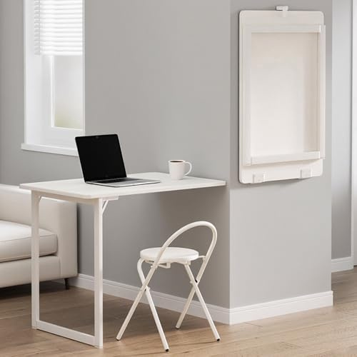 JPQTRYDRIS Weiße Wand Befestigter Tisch Wandklapptisch 90 × 60cm Falten Dekorativen Wandtisch Platz Sparend, Stabile Robuste Konstruktion, Haushalt Küche Esstisch ﻿ ﻿ ﻿