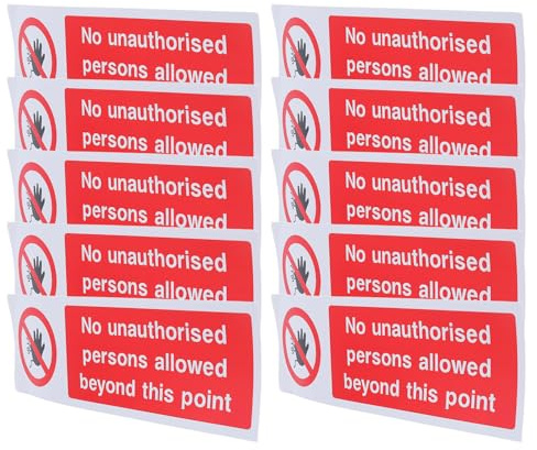HOODANCOS Pegatinas de Señal de Prohibido el Paso 10 Unidades 100x300 Mm, Etiquetas de Advertencia de Seguridad Resistentes para Zonas Restringidas, Precaución en Oficinas y Almacenes