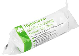 Safety First Aid Group HypaCover Sterile Dressing Bandage - White, Medium 12 x 12 cm (Pack of 6)