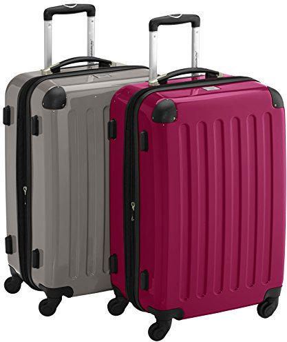 HAUPTSTADTKOFFER - Alex - 2er Koffer-Set Hartschale glänzend, 65 cm, 74 Liter, Graphit-Magenta