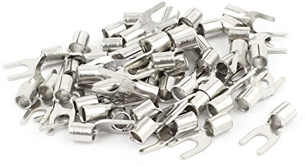 sourcing map 50PCS Uninsulated Furcate Fork Terminals Cable Lug SNBS5.5-4 AWG 12-10