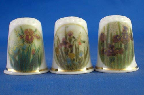 Porzellan China zum Sammeln Fingerhüte Set von drei Japanische Satsuma Lilien