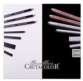 CRETACOLOR Künstlerset Black & White Box – 25-Teiliges Zeichenset in Exklusiver Holzkassette, Hochpigmentierte Schwarz-Weiß Produkte, Nachhaltiges Holz, Made in Austria