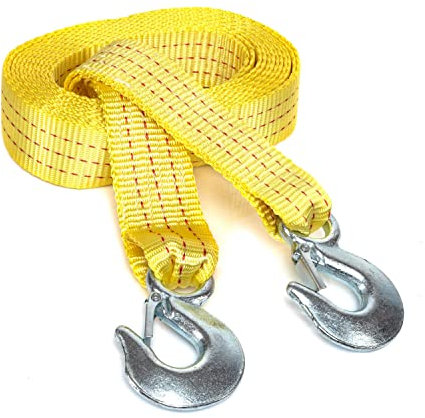 NEIKO 51005A Heavy-Duty Tow Strap with Hooks, 2 Inches by 20 Feet, Woven Polyester Webbing, and 10,000-Pound Capacity, HD Truck Recovery Strap and ATV Tow Strap, Tow Rope for Vehicles
