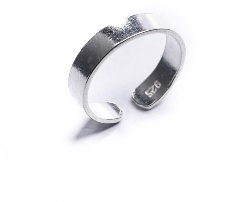 81stgeneration Dam 925 sterling silver vanligt platt band justerbar midi pinky finger tåring, Silver, Ingen ädelsten
