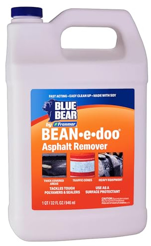 Blue Bear BEAN-e-doo Asphalt Remover - Low‑Odor, Soy‑Based Asphalt & Tar Remover for Tools & Equipment - Fast- Softening, Easy Rinse (1 Gallon)