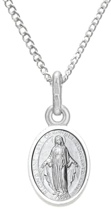 Alexander Castle - Collar y medallón milagroso de plata maciza (12 mm) con cadena de 40 cm, plata de ley, plata de ley, Plata esterlina