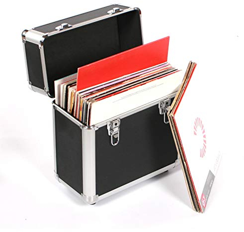 12 Vinyl Record Collection DJ Flight Case Storage Box Black - Holds 50 L