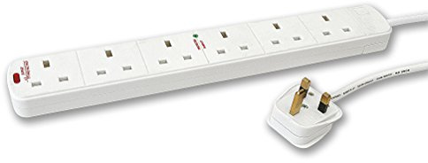 Tacima TC602/BP 6 Way 2 m Surge Protected Extension Lead