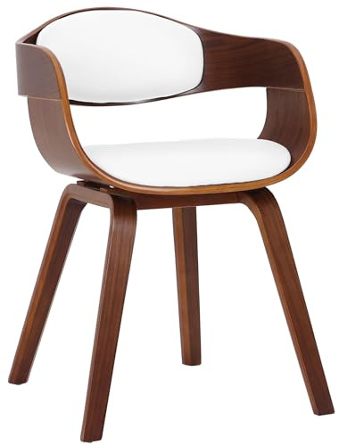 CLP Esszimmerstuhl ergonomisch Kingston, gepolsterte umlaufender Rückenlehne, Kunstlederbezug & Holzgestell, belastbar bis 150 kg, Farbe:walnuss/weiß