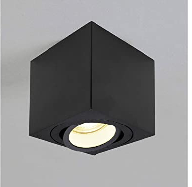 lambado® Premium LED Aufbaustrahler/Deckenstrahler Set inkl. 230V GU10 Spots dimmbar - Eckige Aufbauleuchte/Deckenspots in schwarz gebürstet