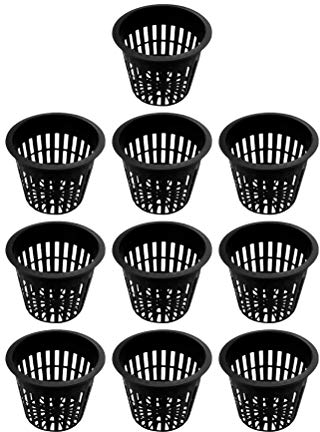 DOITOOL Hydroponic Planting Mesh Pot 10PCS Garden Net Cup Pots Plastic Mesh Planting Baskets for Hydroponics Garden Balcony (Black)