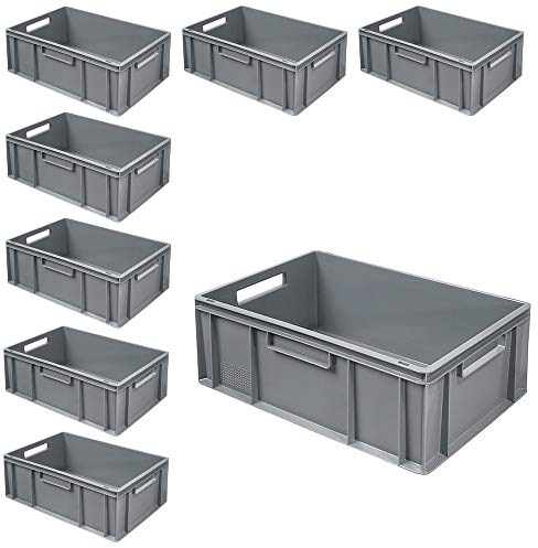BRB 8 Eurobehälter mit 2 Durchfassgriffen 600x400x220 mm, 43 Liter, PE-HD grau