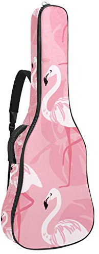 Gitarrentasche mit Reißverschluss, wasserdicht, weich, für Bassgitarre, Akustik- und klassische Folk-Gitarre, Pink Flamingo