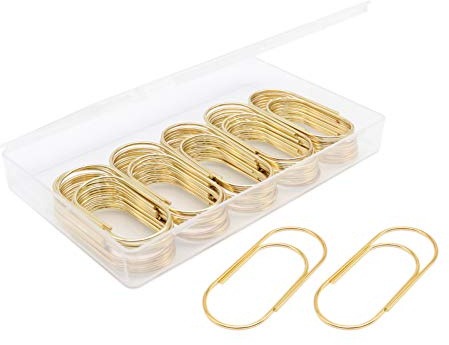 YOPINK Goldfarbene Büroklammern, Jumbo/groß, rutschfest und glatt, 50 Clips/Box