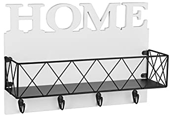 Drahtkorb Wandregal Malin mit Haken & Home Design aus Metall in Weiß 40x27cm