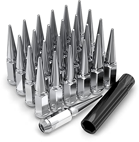 White Knight 2907-25AM Chrom M12 x 1,50 1-teiliges Sechskant-Spike-Radmutter-Set mit extra Spike-Hutmutter, 25 Stück