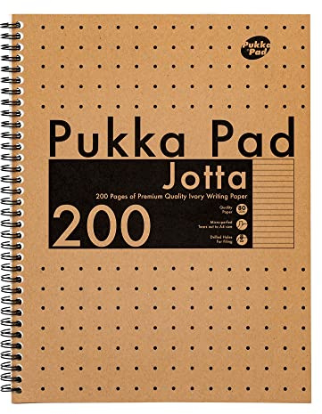 Pukka Pad, Kraft A4 Jotta Notizbücher – Packung mit 3 Notizheft mit Spiralbindung – 80 GSM Papier mit 8 mm Liniert – mit mikroperforierten Kanten und 4-Loch-Rändern
