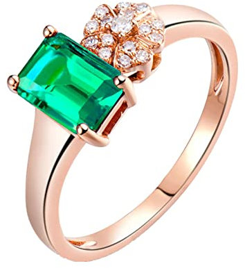 Dsnyu Ring Silber 925 Damen Vorsteckring Ringe für Damen Hochzeit 1ct Labor Erstellt Smaragd Rose Vergoldet Zirkonia Ring Damen Echt Gold 47 (15.0)