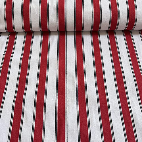 ROMTEX SKOGA Red Outdoorstoff Extrabreit 150cm 260gr./qm Markisenstoff Liegestuhlstoff Stoff Streifen - Meterware- zum Bespannen von Klapp- und Liegestühlen, Balkonverkleidung, Deko, UVM.