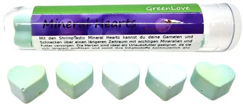 Schmitt Aquaristik Mineral Hearts Green Love / 10 Stück / Garnelen Mineralien Aufbereiter Schnecken Futter