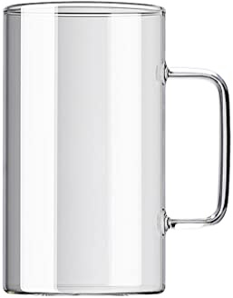 Tasse En Verre, Tasse À Café En Verre Transparent Sans Plomb Grande Capacité Avec Poignée Tasse À Thé En Verre For Eau, Lait, Jus, Café, Thé, 600ML (Color : Transparent, Size : 600ML)