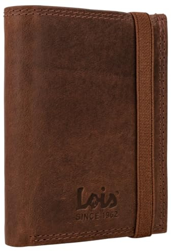 Lois - Cartera de Piel para Hombre - Cartera Hombre Piel con Monedero Interior y Tarjetero, diseño Slim, Cuero auténtico, Regalo Elegante. Proteccion RFID, Marron