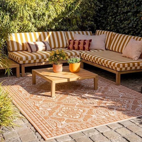 In- & Outdoor Teppich - Summer Oriental Terracotta - 80x150 cm | Wetterfest - Synthetik, Polypropylen - Balkon, Garten / Terrasse - Terrasse teppich - Outdoor rug