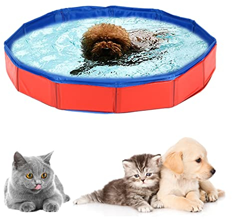 Piscina pieghevole per cani, piscina per cani e gatti, piscina antiscivolo in PVC con valvola di scarico dell'acqua per cani e gatti, piccoli animali domestici (30 x 10 cm)