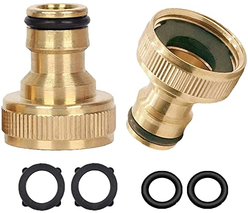 Raccordo per rubinetto in ottone per rubinetti da 1/2 e 3/4, connettore per tubo da giardino 2 in 1, per rubinetto filettato domestico/lavatrice (TC01)