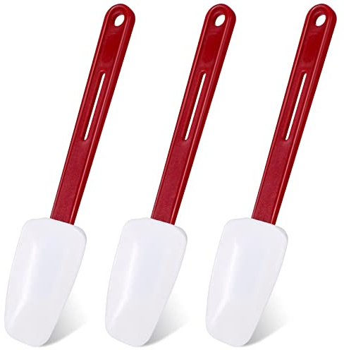 Lanties Set of 3 Silicone Spatulas, Heat Resistant Rubber, Commercial Heavy Duty Scraper Spatula with Handle