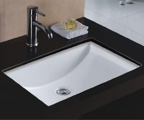 Wells - Fregadero rectangular de 55,88 cm para baño, montaje bajo encimera, color blanco