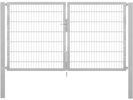 Alberts 636579 Doppeltor Flexo Plus mit Zubehör | verschiedene Breiten und Höhen | Pfostenstärke 100 x 100 mm | feuerverzinkt | Breite 250 cm | Höhe 140 cm