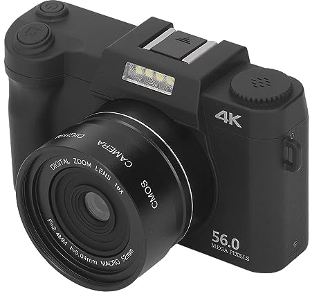 4K YouTube Vlogging Kamera, 16 facher Zoom, 56 MP Autofokus Digitalkamera für Fotografie, Tragbare Kompaktkamera für Reisefotografie, Vlogging für Jugendliche