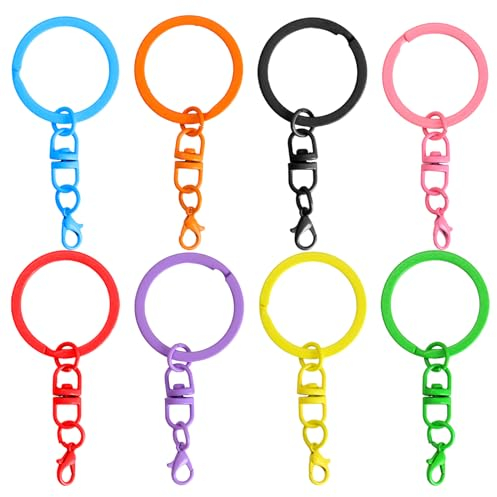 8 Stück Schlüsselringe 30mm Schlüsselring Dauerhaft Schlüsselanhänger Ringe Schlüsselanhänger Basteln Schlüsselring mit Kette Key Ring für Schlüssel Ornamente und DIY-Kunst