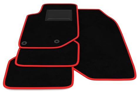 Fußmatten kompatibel mit Opel Mokka 2021-2022 Roter Rand Automatten Kit Individuelle Fußmatten Set Velours Autoteppich