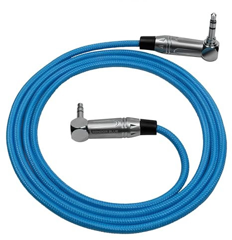 KONDOR BLUE | 48 3.5mm Right Angle TRS Stereo Audio Cable | Compatible with Stereo Mics, Lavs, Mirrorless Cameras, and Timecode Boxes | Blue