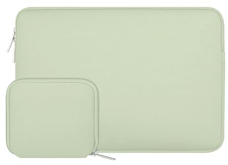MOSISO Laptop Hülle Tasche 13,3 Zoll, 13-13,3 Zoll Laptophülle Kompatibel mit MacBook Air/Pro 13 / Pro 14, HP Dell ASUS Lenovo Notebook, Neopren Laptoptasche mit Kleinem Etui, Salbei Grün
