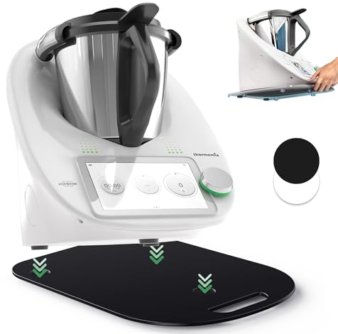 für Thermomix TM6 / TM5 Gleitbrett Acryl, Rollbrett für Thermomix Vorwerk Küchenmaschine TM6 TM5 Zubehör Unterlage Brett, Hochwertiger Gleiter aus Premium Acrylglas für Thermomix, Glänzend Schwarz