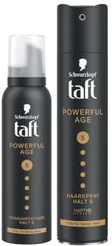 Taft Schwarzkopf Schaumfestiger Powerful Age (150ml) Haltegrad 5 Haarschaum für feines & dünner werdendes Haar & Haarspray Powerful Age (250 ml) Haarstyling Vegane Formel*