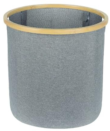 GREATOYAR Cestas de Almacenamiento para Organizar, Cesta de Plegable para Estantes y Armario, Contenedores de Tela con Asas de Bambú, Cesta de Lavadero, Cesta para Ropa Sucia, 45x37cm, Gris