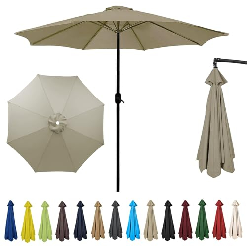 HonunGron Sonnenschirm Ersatzbezug Φ2m/Φ2.7m/Φ3m 6/8 Streben,UV-Schutz Ampelschirm Bezug,Wasserdicht Schirmbezug Sonnenschirm Ersatzteile für Patio,Garten,Pool und Strand (3m-6 Streben,Taupe)