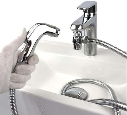 Xcel Home Chrome Portable Travel Douche Set | Brass Handheld Bidet Shower Head for Toilet and Bathroom | Muslim Shattaf Toilet Sprayer | Portable Bidet Suitable with Most Removable Spout Taps | 1 Set