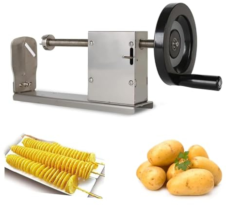 Macchina Manuale per Patatine Fritte, Affettatrice per Patate Tornado in Acciaio Inossidabile con 2 Lame, per Preparare 3 Snack, per Patate a Spirale/Patatine Fritte Ricce/Hot Dog Twist