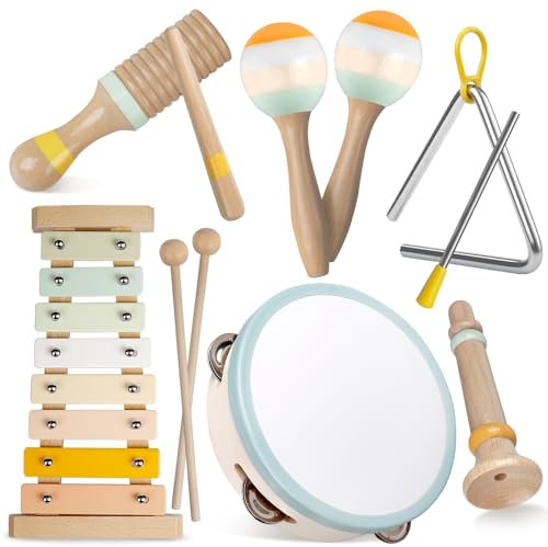 Kleinkind-Musikinstrumente, Montessori-Musikinstrumente für Babys, Percussion-Instrumente für 1-Jährige Jungen und Mädchen, Geburtstagsgeschenk für Kinder von 1-3 Jahren (8 in 1) (6 in 1)