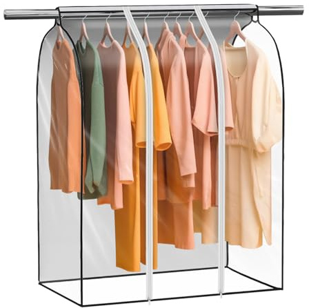 Syeeiex Klare Staubdichte Kleidersack, I 50 x 90 x 110 cm I Transparente Kleiderständer Abdeckung Mit Reißverschluss, PEVA Kleiderhülle Große Kleiderschutzhülle für Kleidung Anzüge, Mäntel, Hemden
