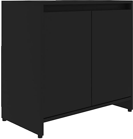 HETFTJN Bad Hochschrank Badmöbel Set Waschtisch-Unterschrank Waschbecken Set - Badezimmerschrank Schwarz 60x33x61 cm Holzwerkstoff für Badezimmer Waschküche Toilette Gästezimmer