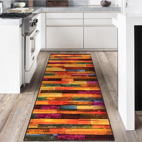 LYYK Läufer Flur 60x200cm, waschbarer Kurzflor Teppich mit rutschfestem Gummirücken Hochwertiger Küchenläufer für Eingangsbereich, Waschküche & Wohnhausflur