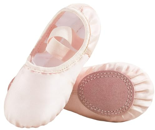Leather Ballet Split Sole Shoes for Girls, Kids Dance Practice Slippers Flat Gymnastics Yoga Shoes (Pink, Toddler, Women, 8, Numeric, US Footwear Size System, Medium)