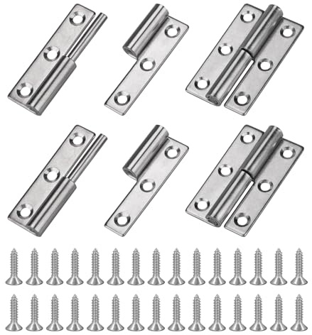 oupados 4 Pairs Door Hinge Hinges 304 Stainless Steel Lift Off Hinge with 30 Screws Direction Left Suitable for Doors Windows Cabinets Boxes 3.5×6.5cm